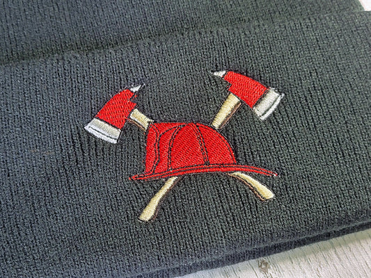 Fire Helmet with Crossed Axes Beanie