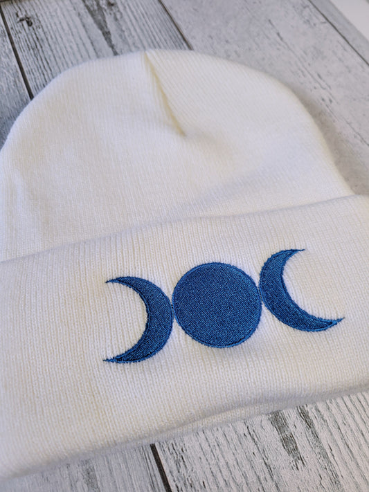 Triple Moon White Beanie
