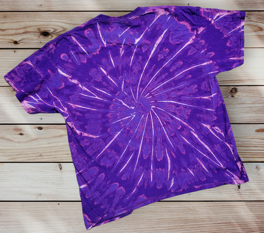 Camiseta con diseño de espiral morado y teñido anudado inverso para hombre, talla 2XL