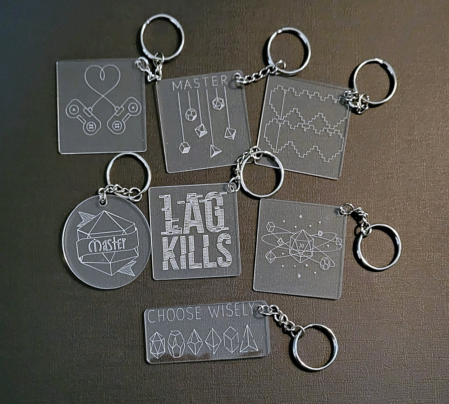 Gaming Themed Acrylic Engraved Keychains