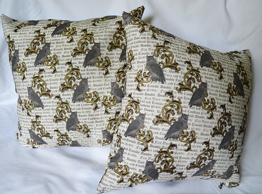 Cojín decorativo de Shakespeare y Macbeth, decoración de búhos, decoración de Halloween, decoración del hogar