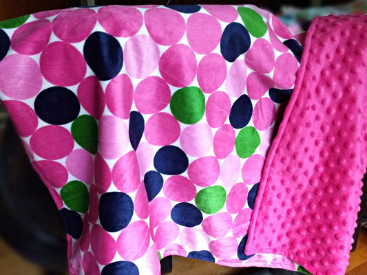 Manta de bebé de lunares Minky rosa