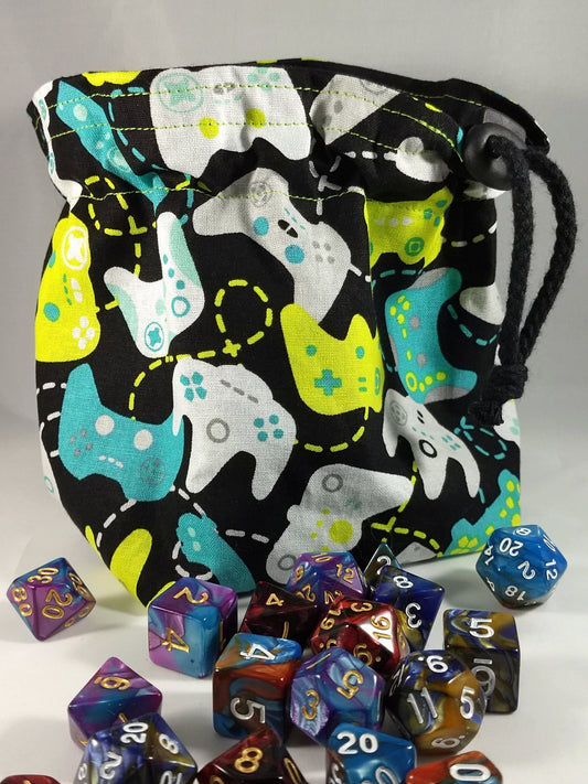 Bolsa de dados con cordón para control de juego