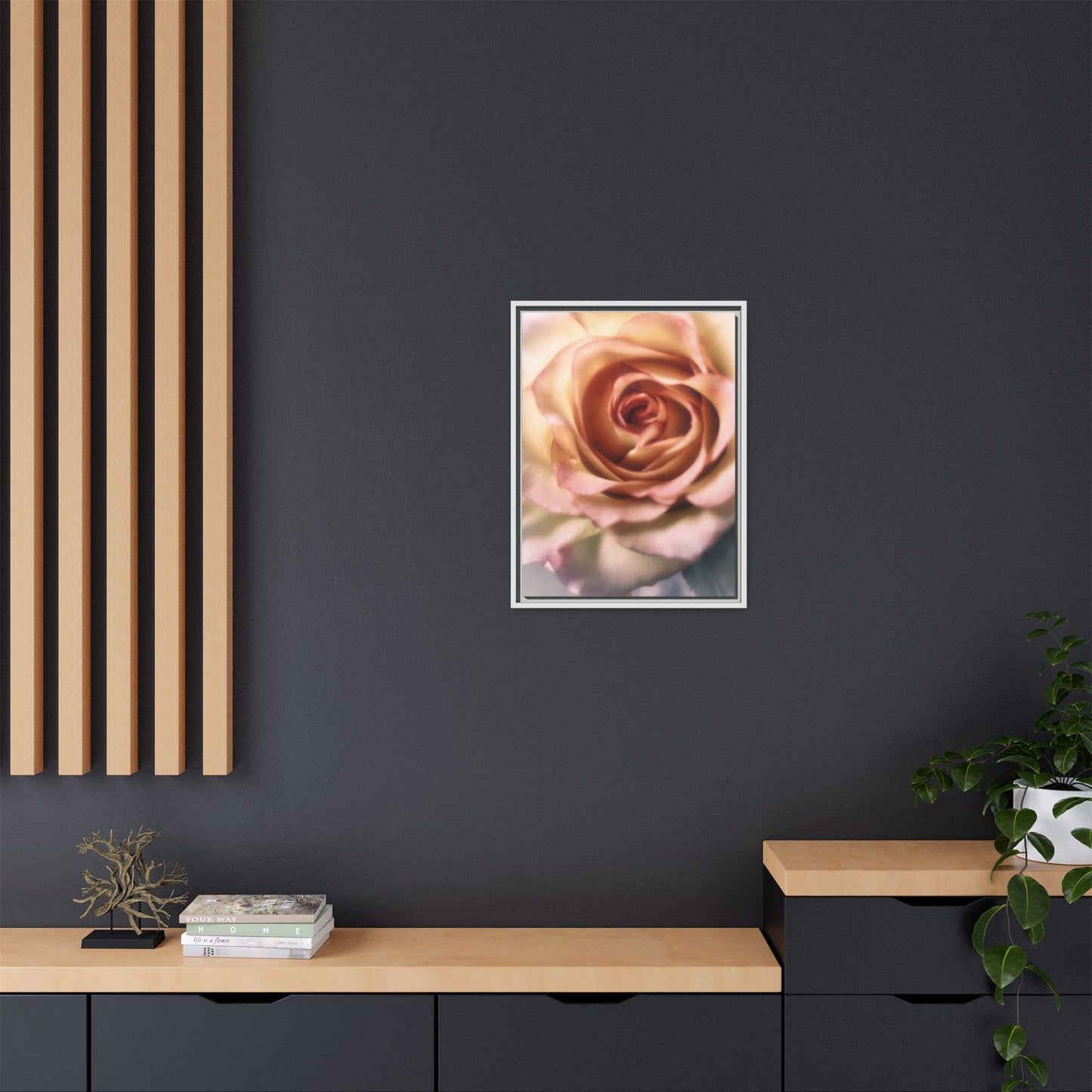 Romance Pink Rose Matte Framed Canvas