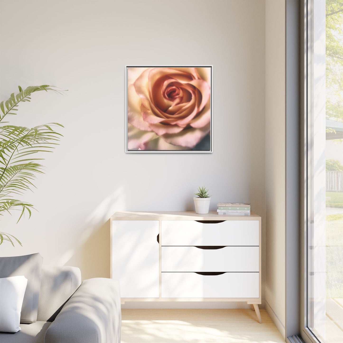 Romance Pink Rose Matte Framed Canvas