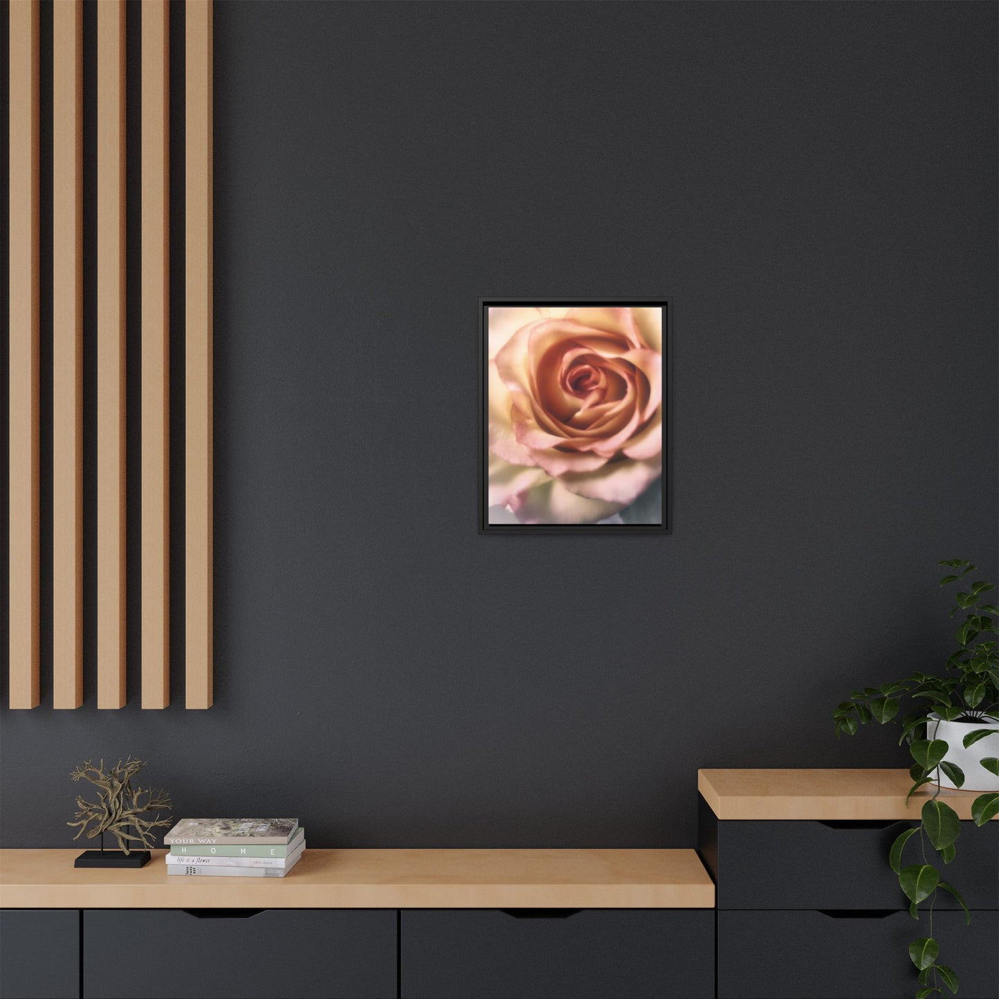 Romance Pink Rose Matte Framed Canvas
