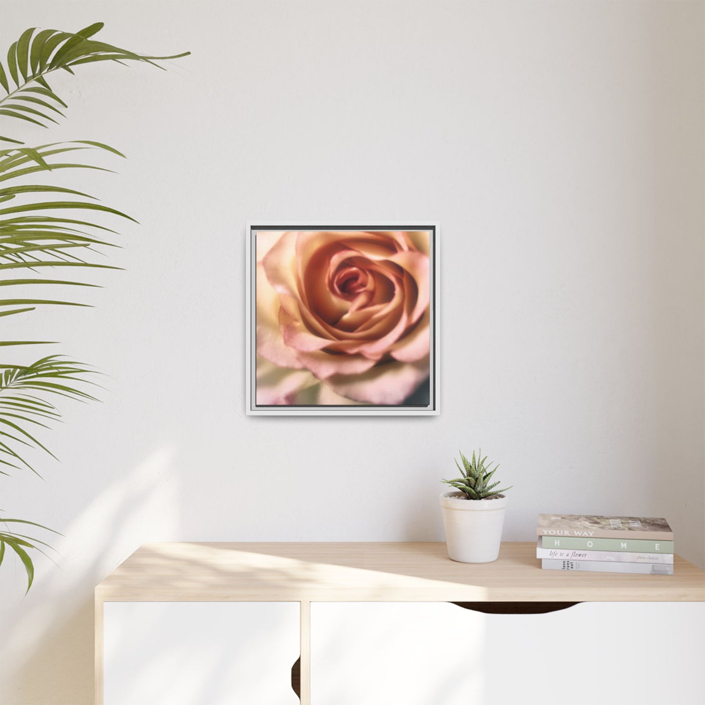 Romance Pink Rose Matte Framed Canvas