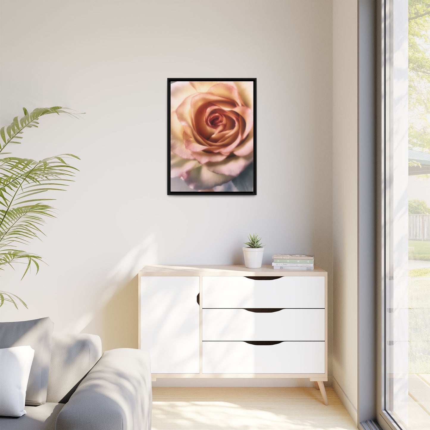 Romance Pink Rose Matte Framed Canvas
