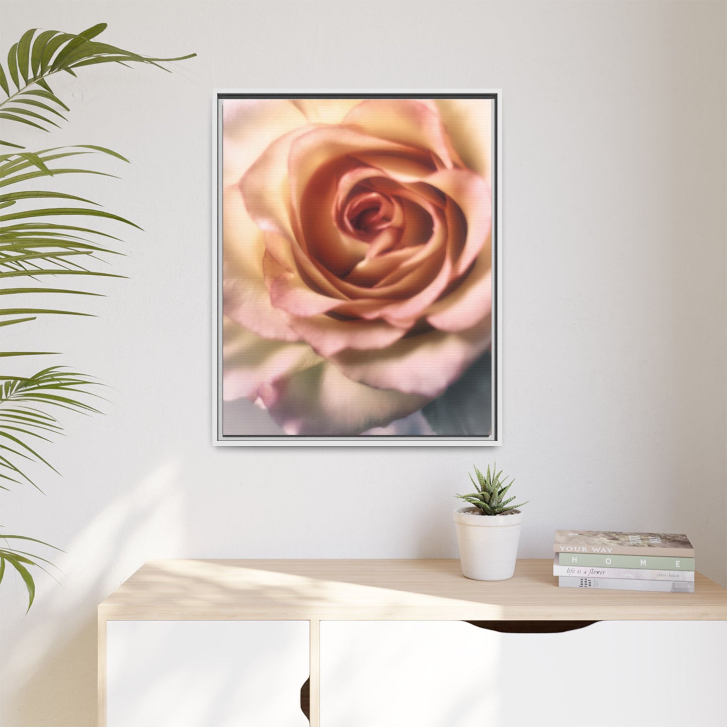 Romance Pink Rose Matte Framed Canvas
