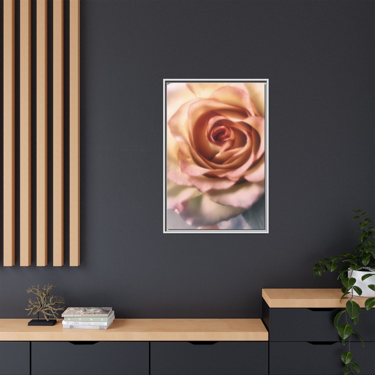 Romance Pink Rose Matte Framed Canvas