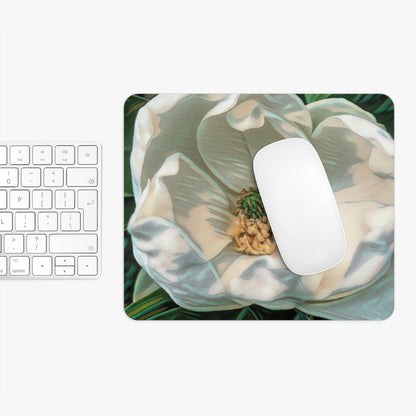 Mouse pad with floral design featuring a computer mouse on a white background