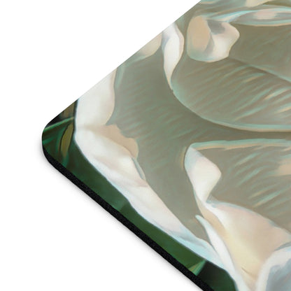 Mouse pad with a leaf pattern on a white background