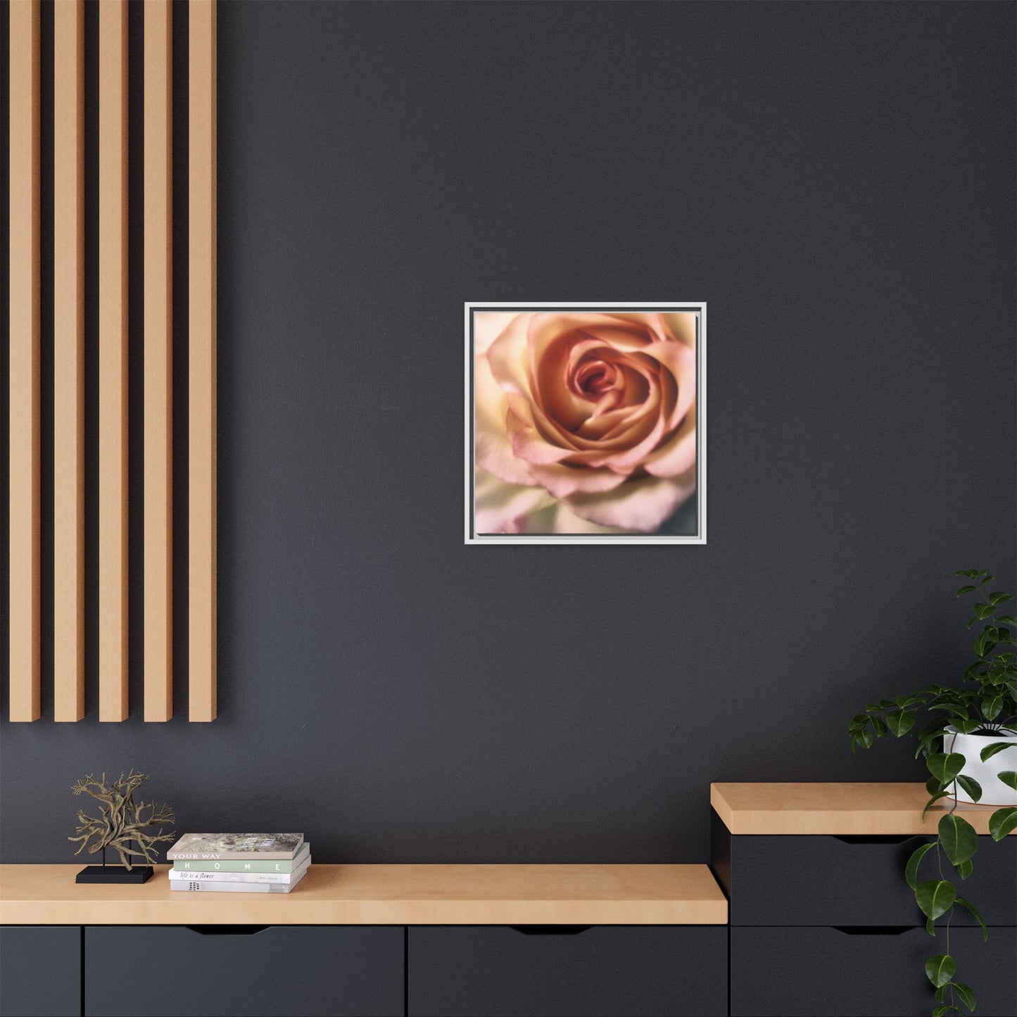 Romance Pink Rose Matte Framed Canvas