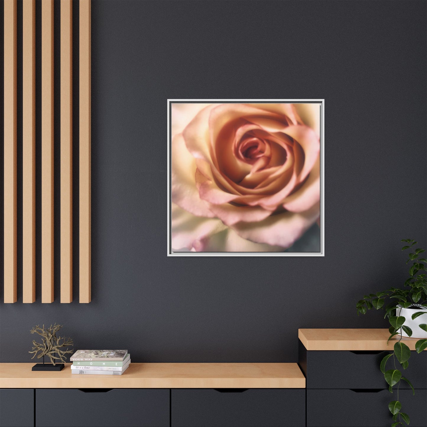 Romance Pink Rose Matte Framed Canvas