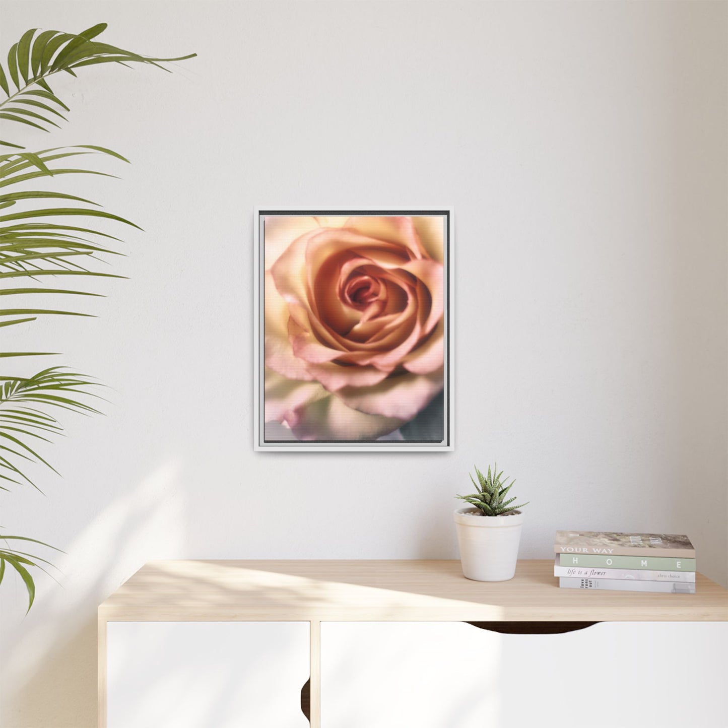 Romance Pink Rose Matte Framed Canvas