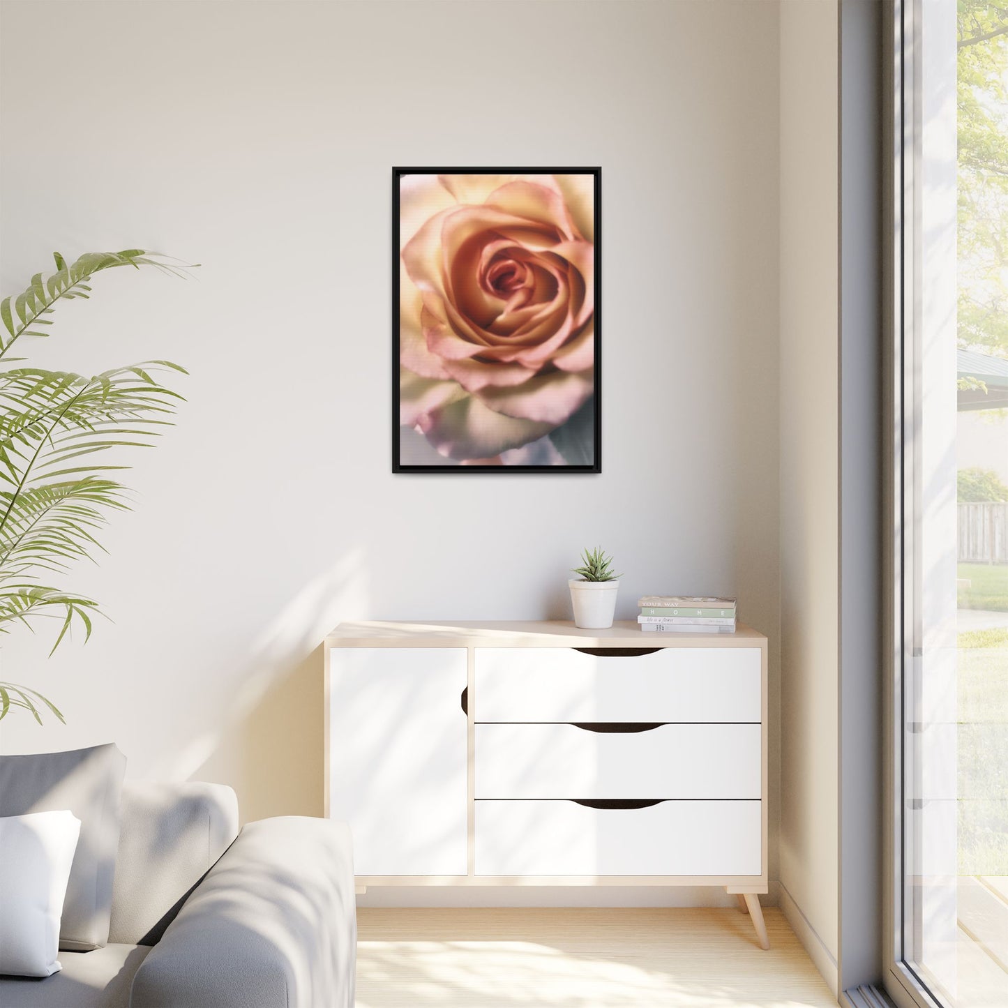 Romance Pink Rose Matte Framed Canvas