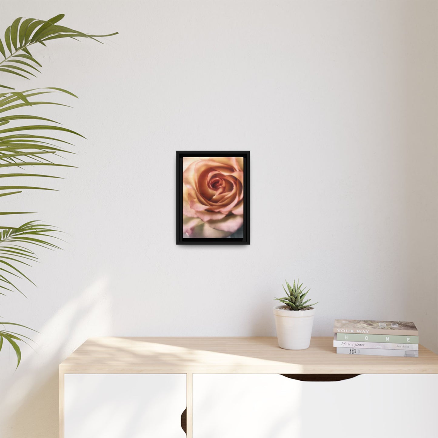 Romance Pink Rose Matte Framed Canvas