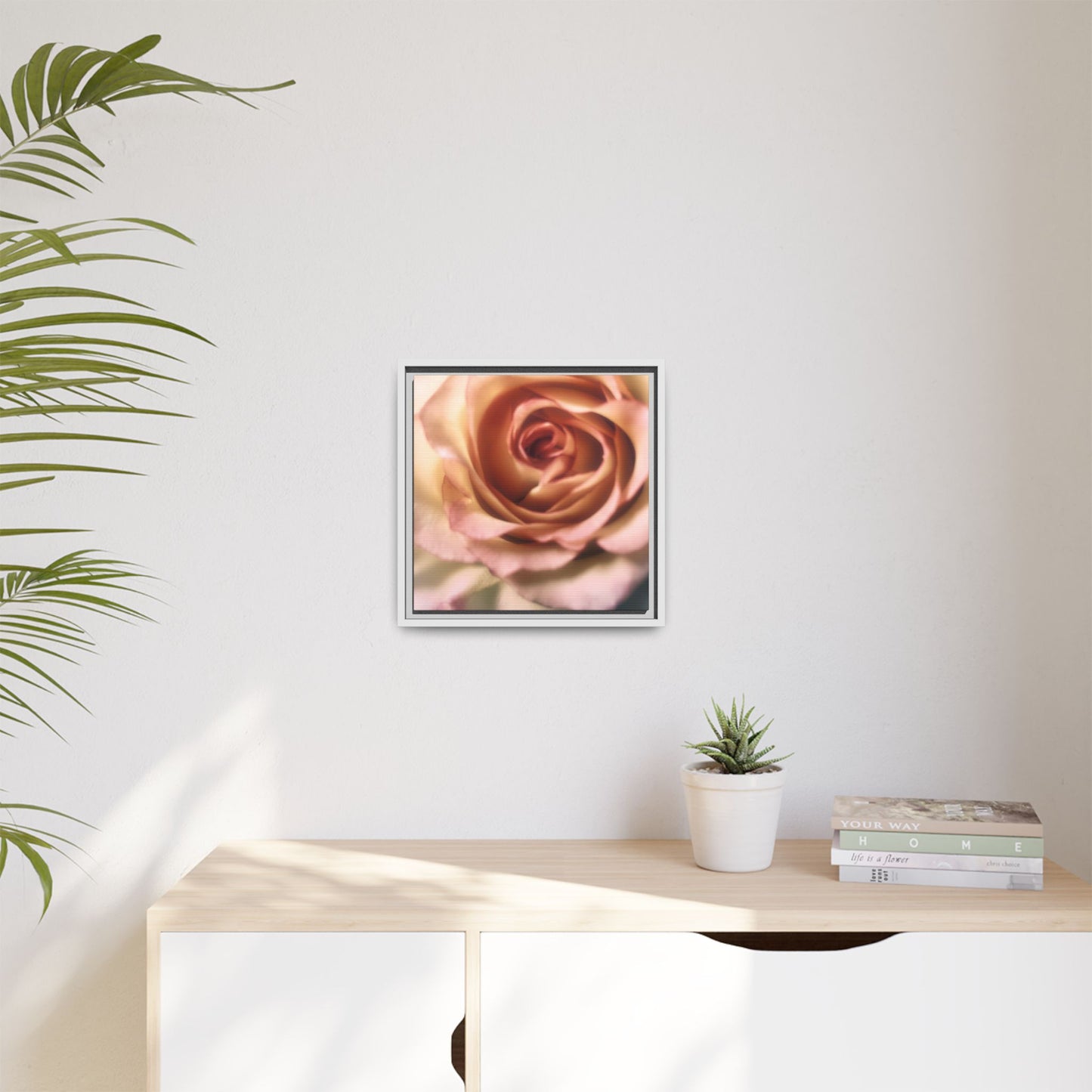 Romance Pink Rose Matte Framed Canvas