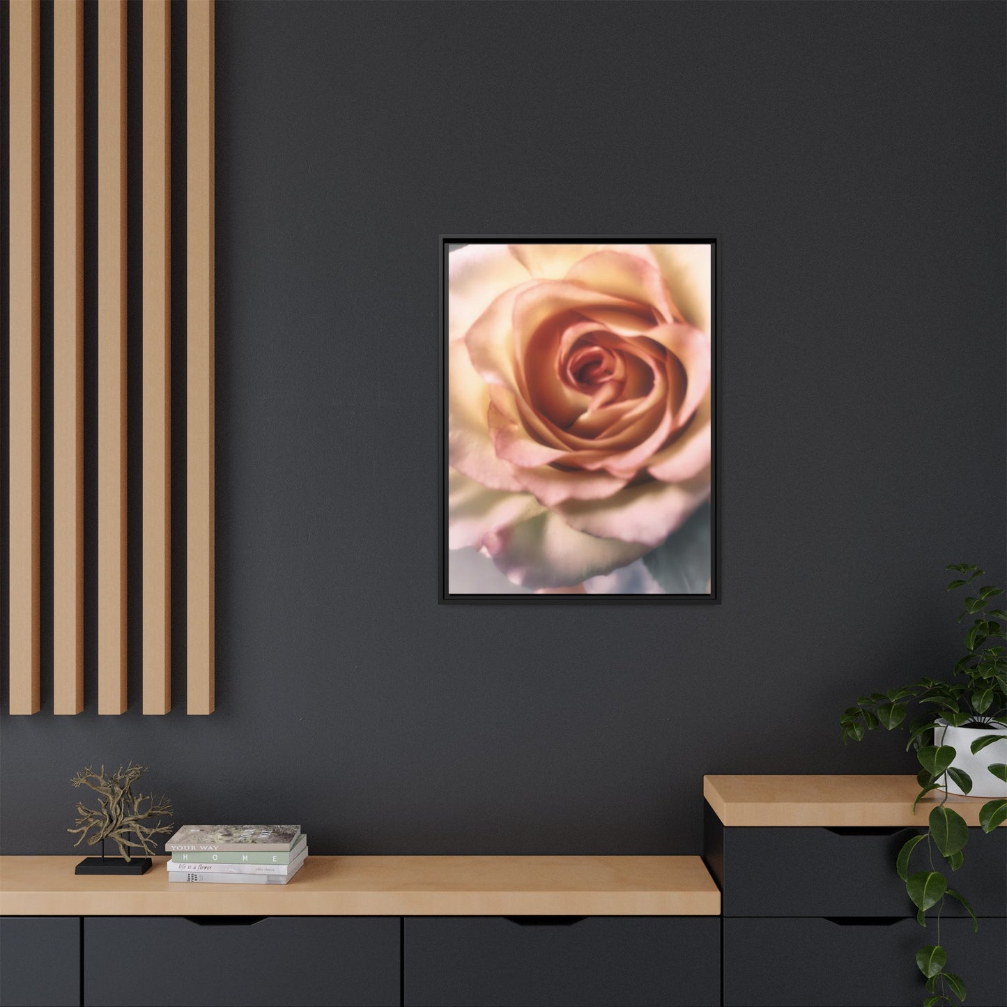 Romance Pink Rose Matte Framed Canvas