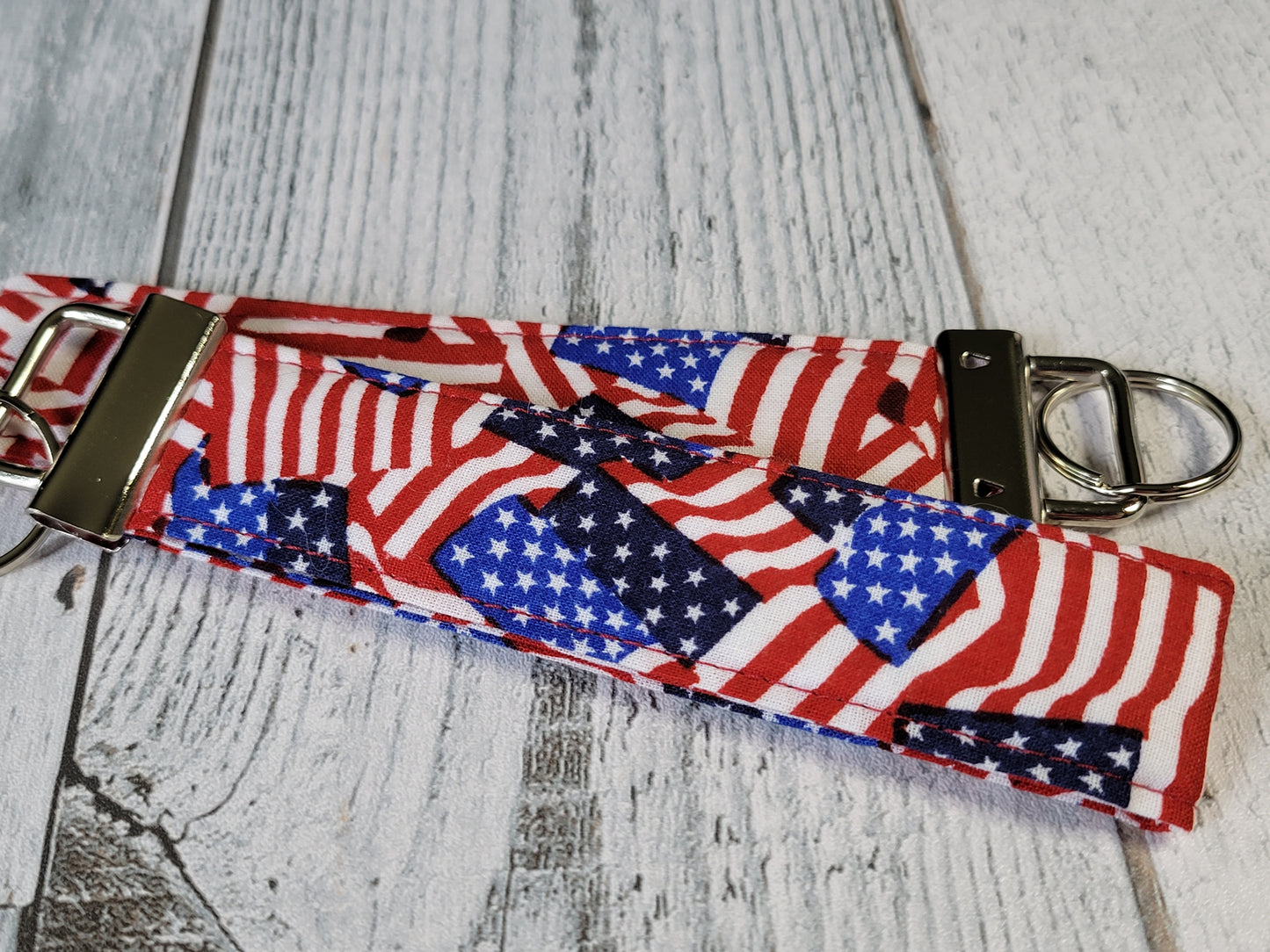 American Flag Print Fabric Keychain