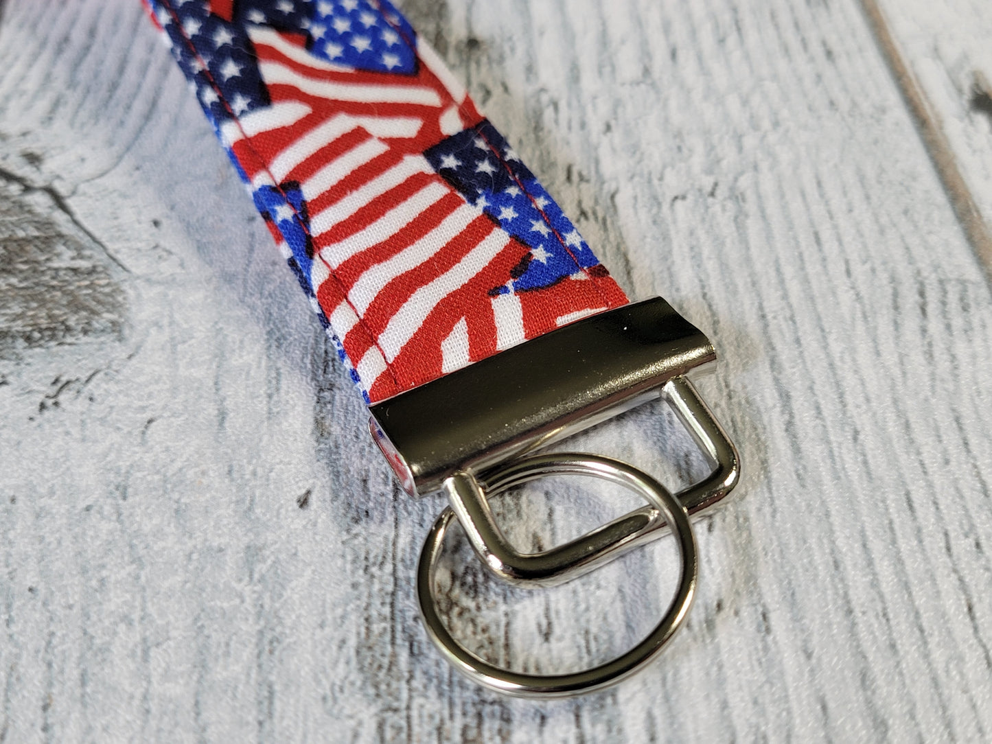 American Flag Print Fabric Keychain