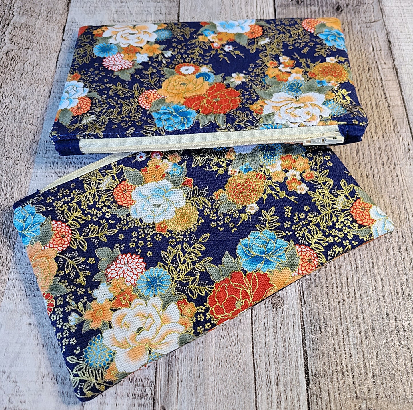 Asian Fabric Zippered Pouches