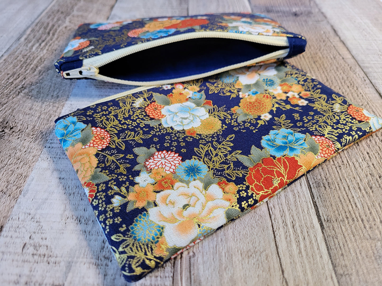 Asian Fabric Zippered Pouches