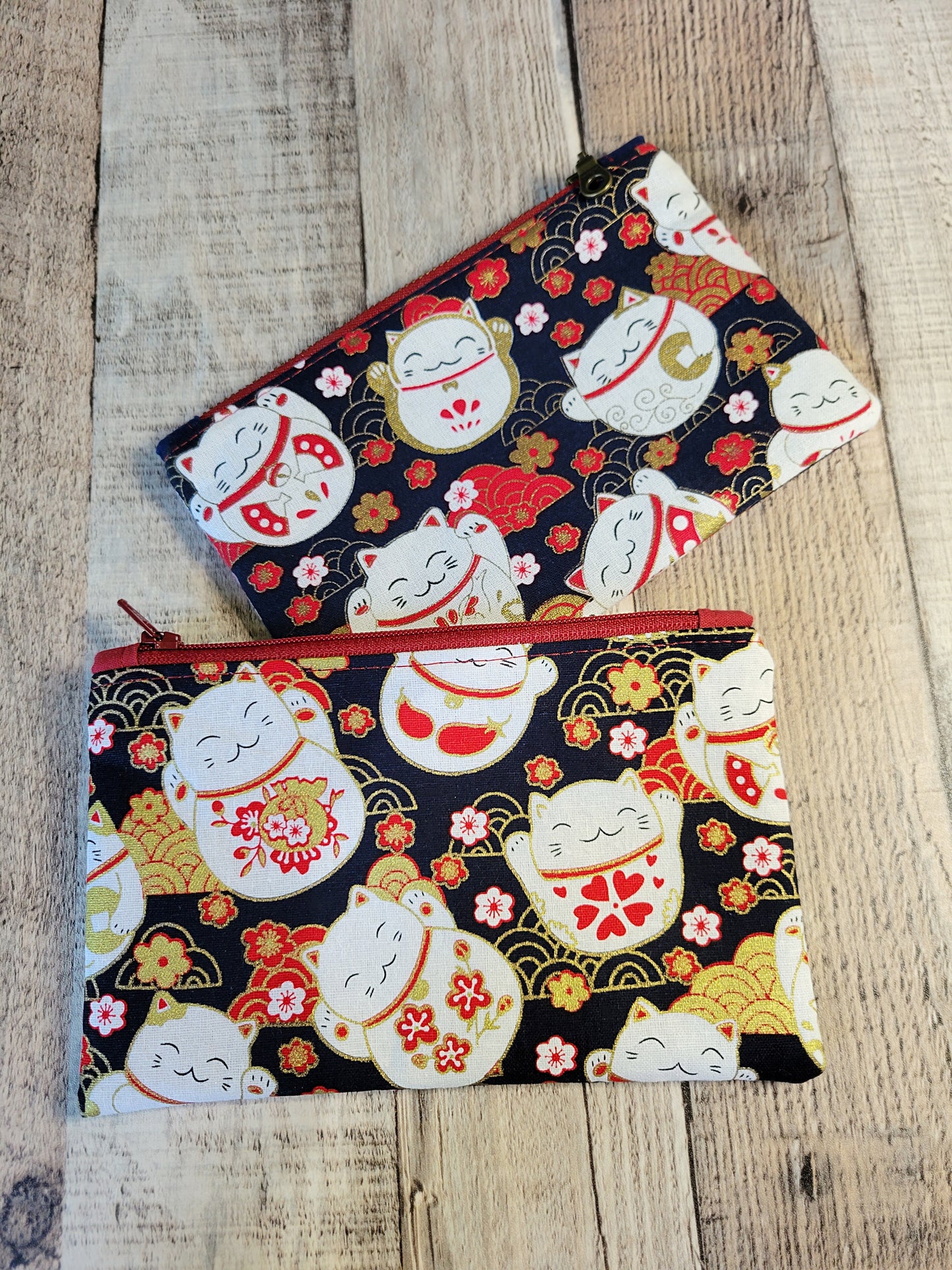 Asian Fabric Zippered Pouches