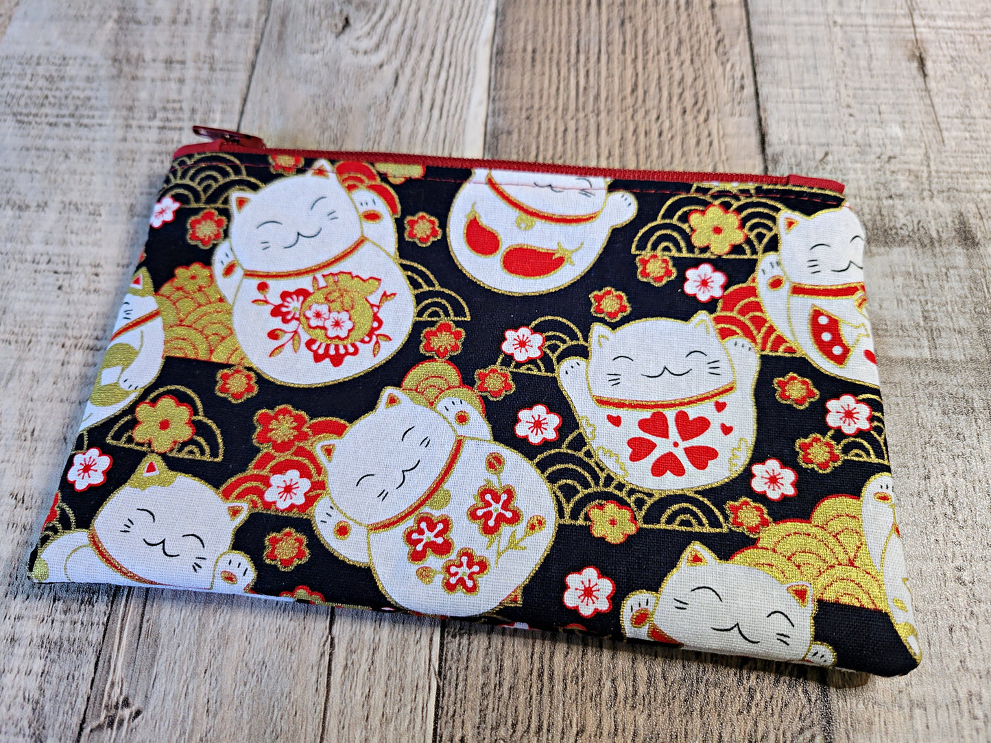 Asian Fabric Zippered Pouches