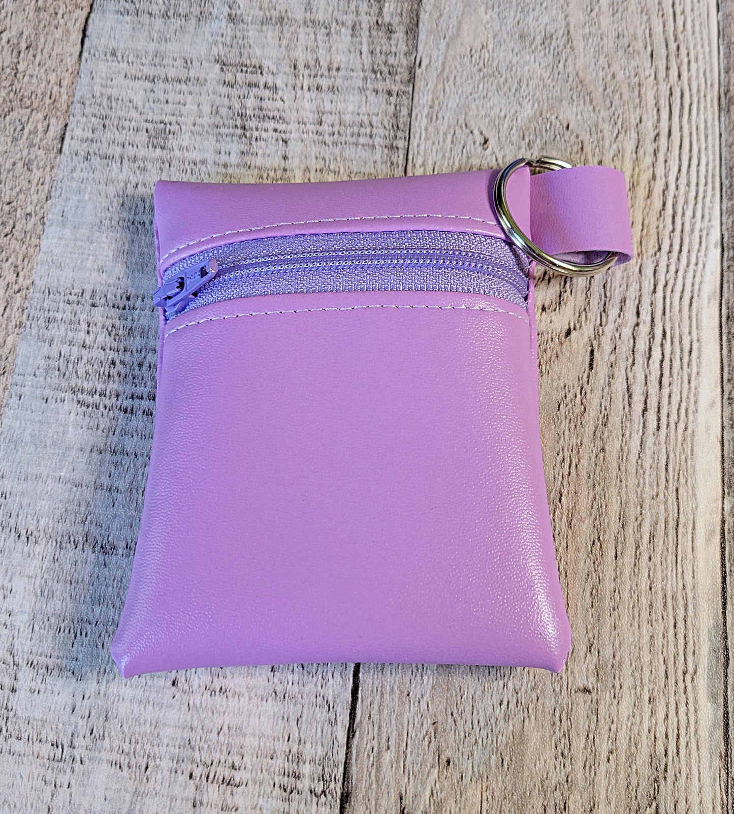 Faux Leather Mini-Zipper Pouches with Key Ring