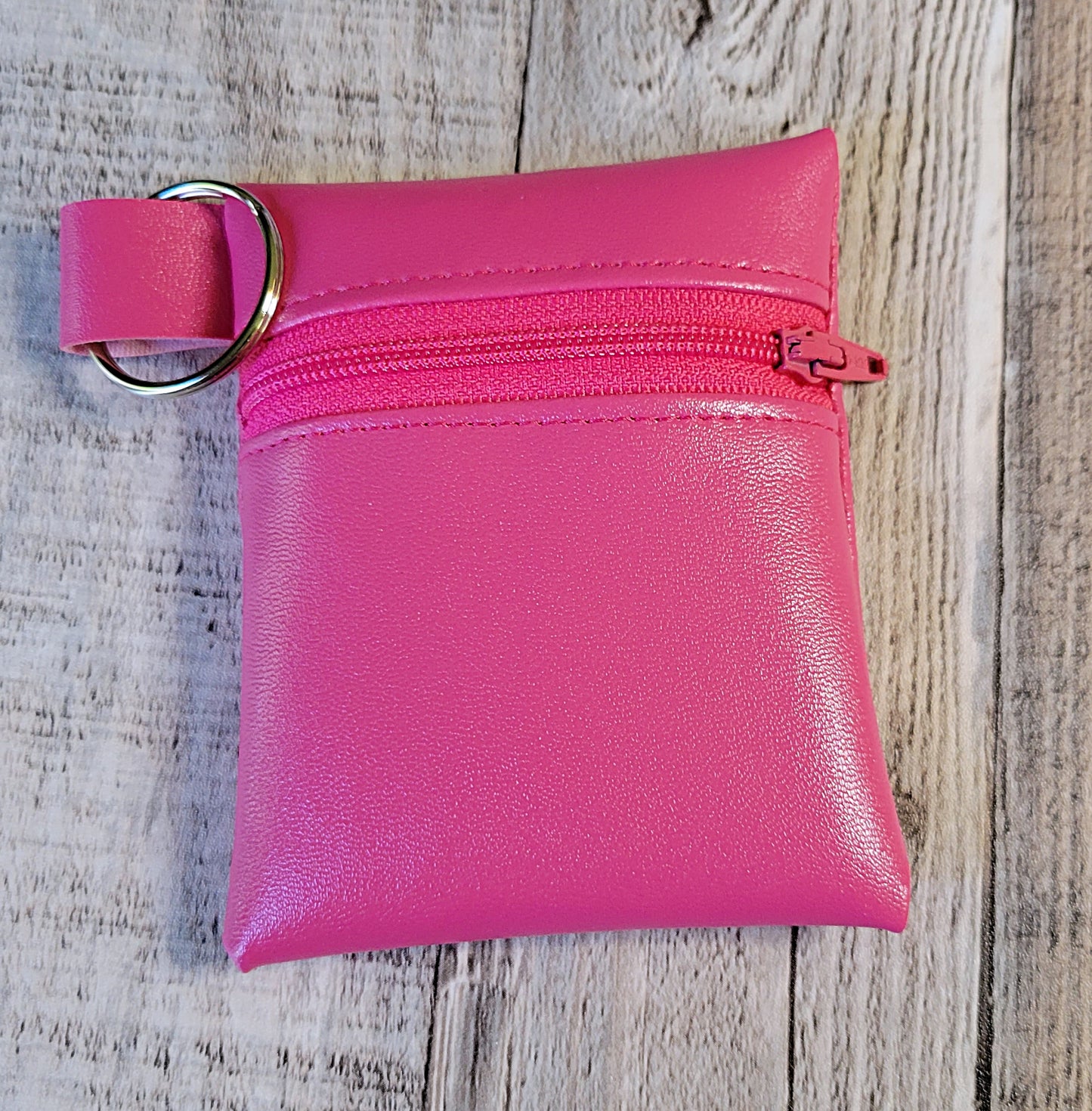 Faux Leather Mini-Zipper Pouches with Key Ring