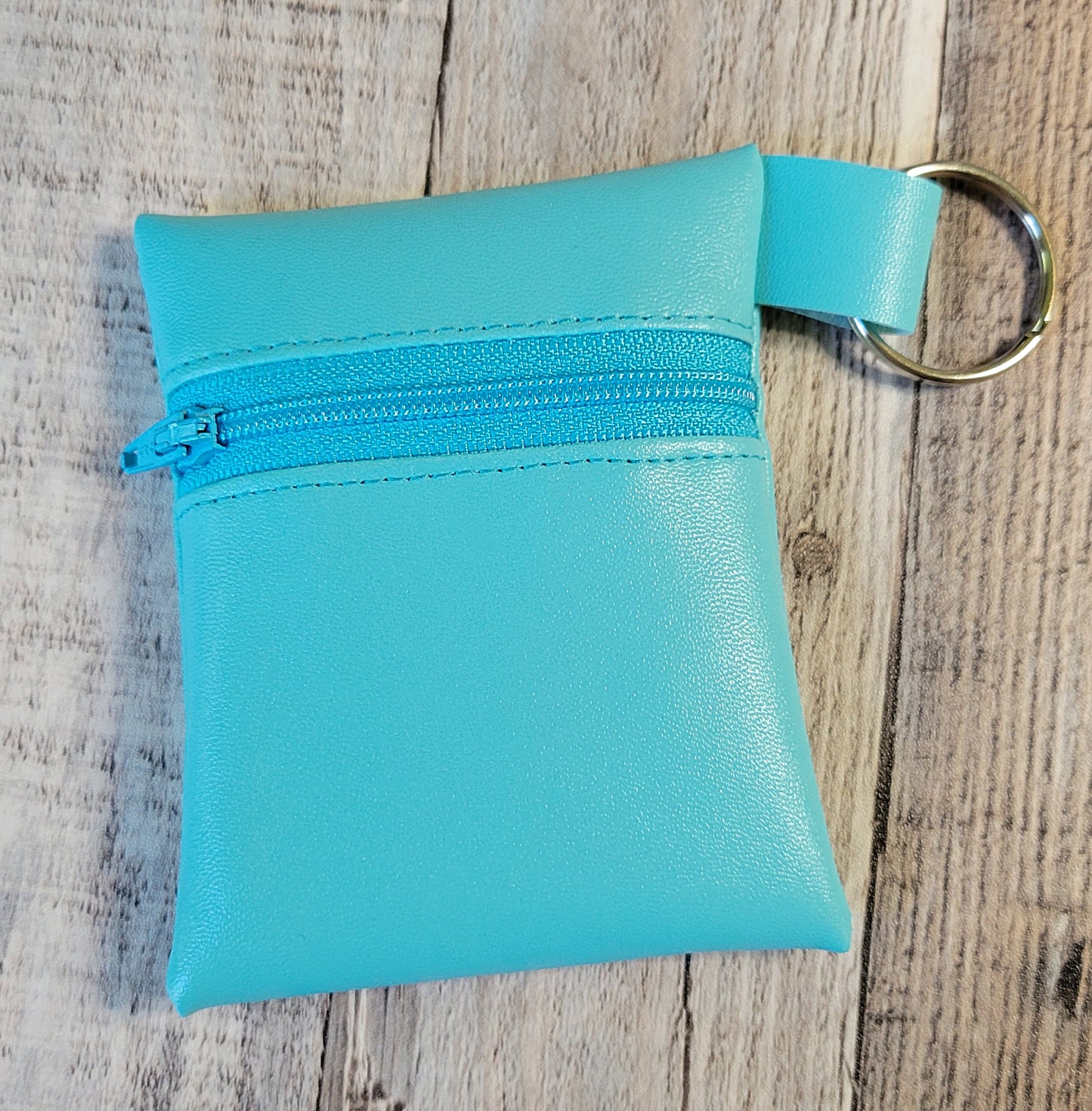 Faux Leather Mini-Zipper Pouches with Key Ring