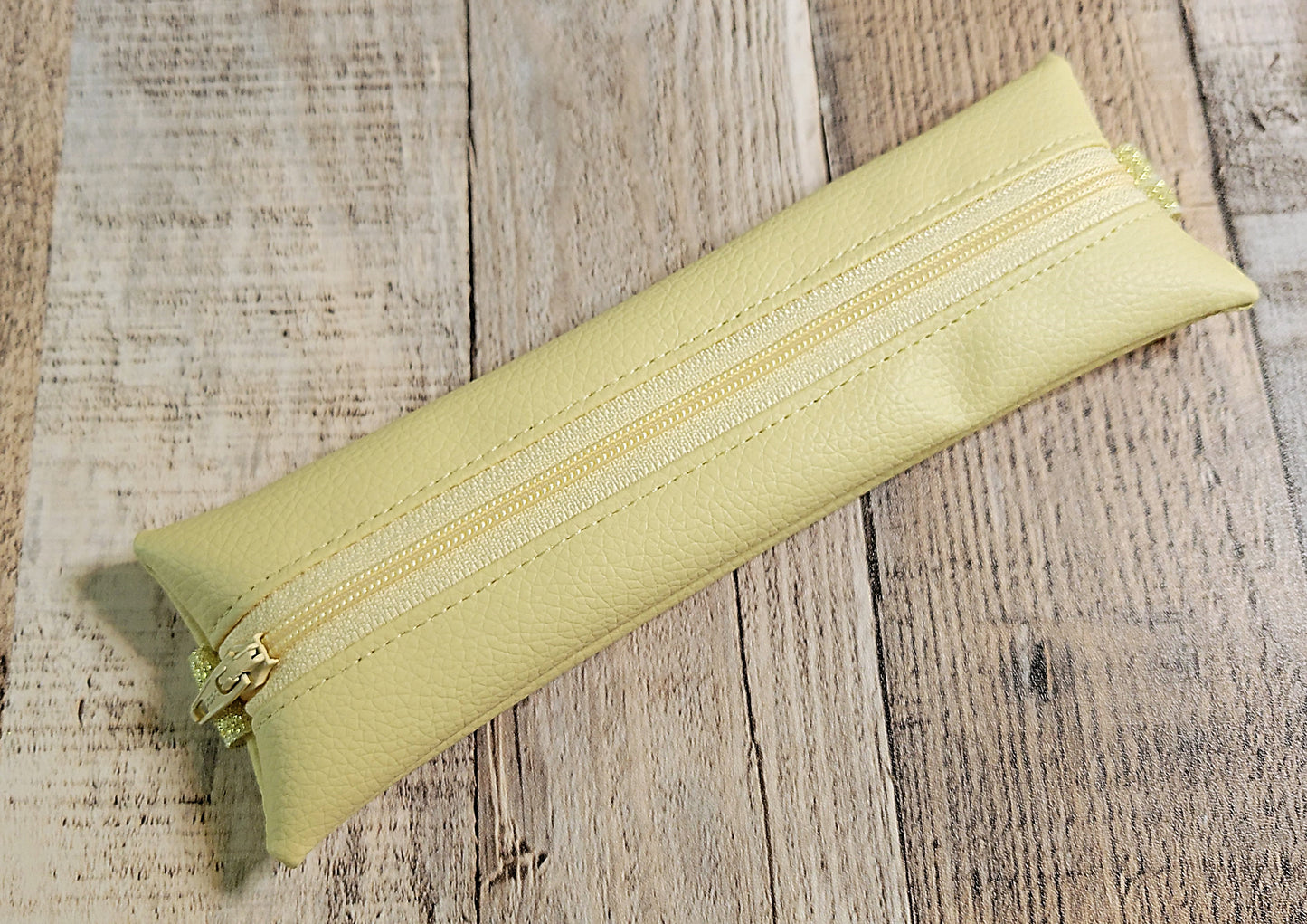 Textured Faux Leather Elastic Pencil Pouch