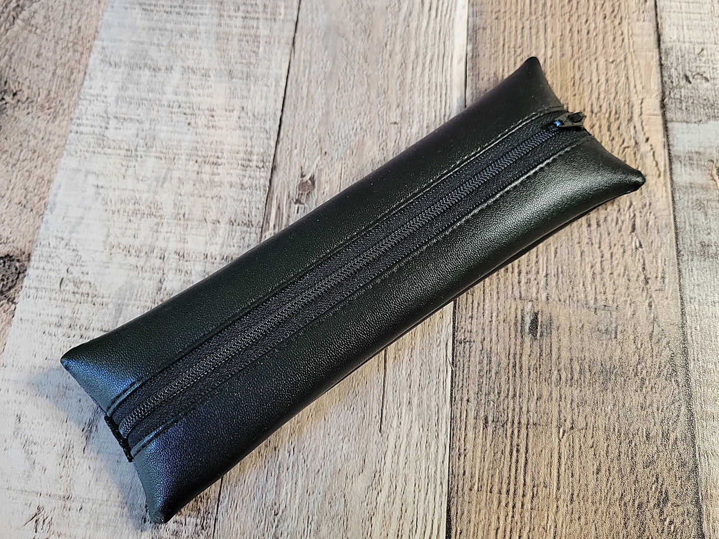 Smooth Faux Leather Elastic Pencil Pouches