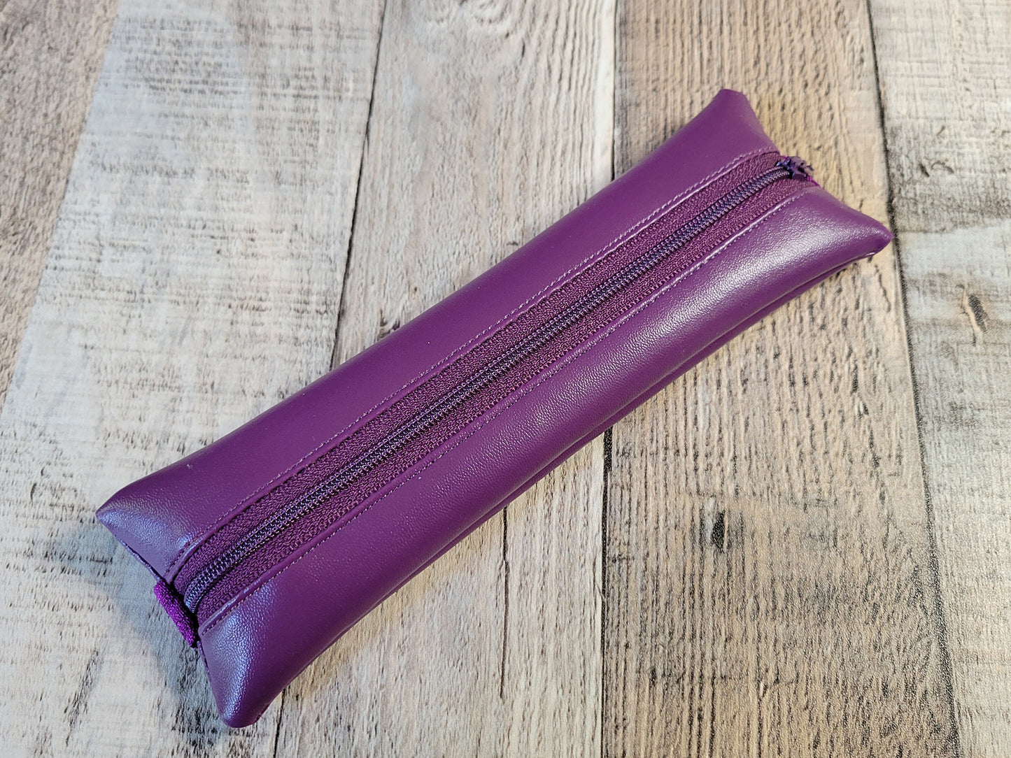 Smooth Faux Leather Elastic Pencil Pouches