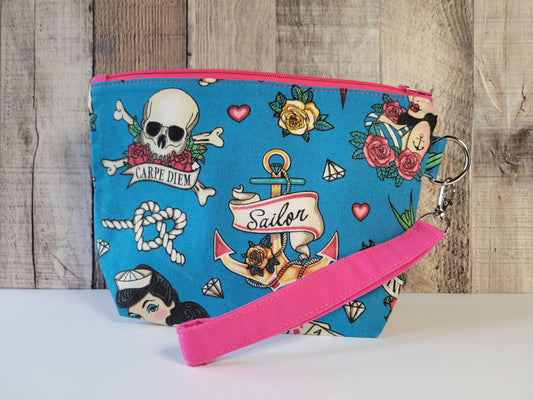 Pin-up Skull Sailor Tattoo Standing Zipper pouch