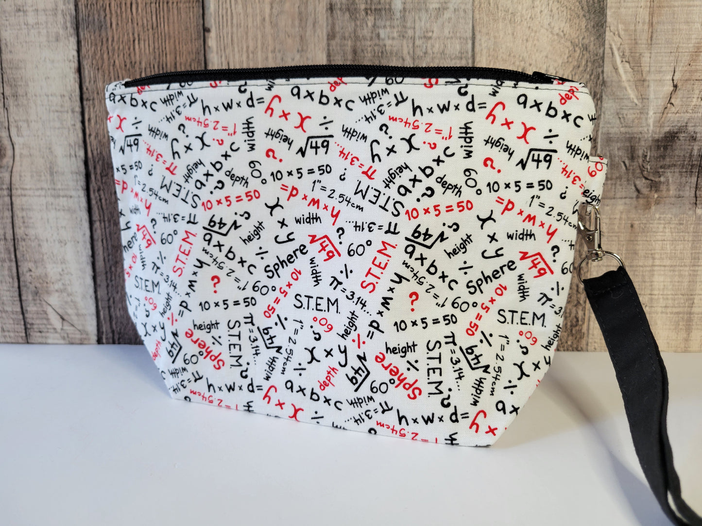 Math Standing Zipper Pouch with Wrist Strap