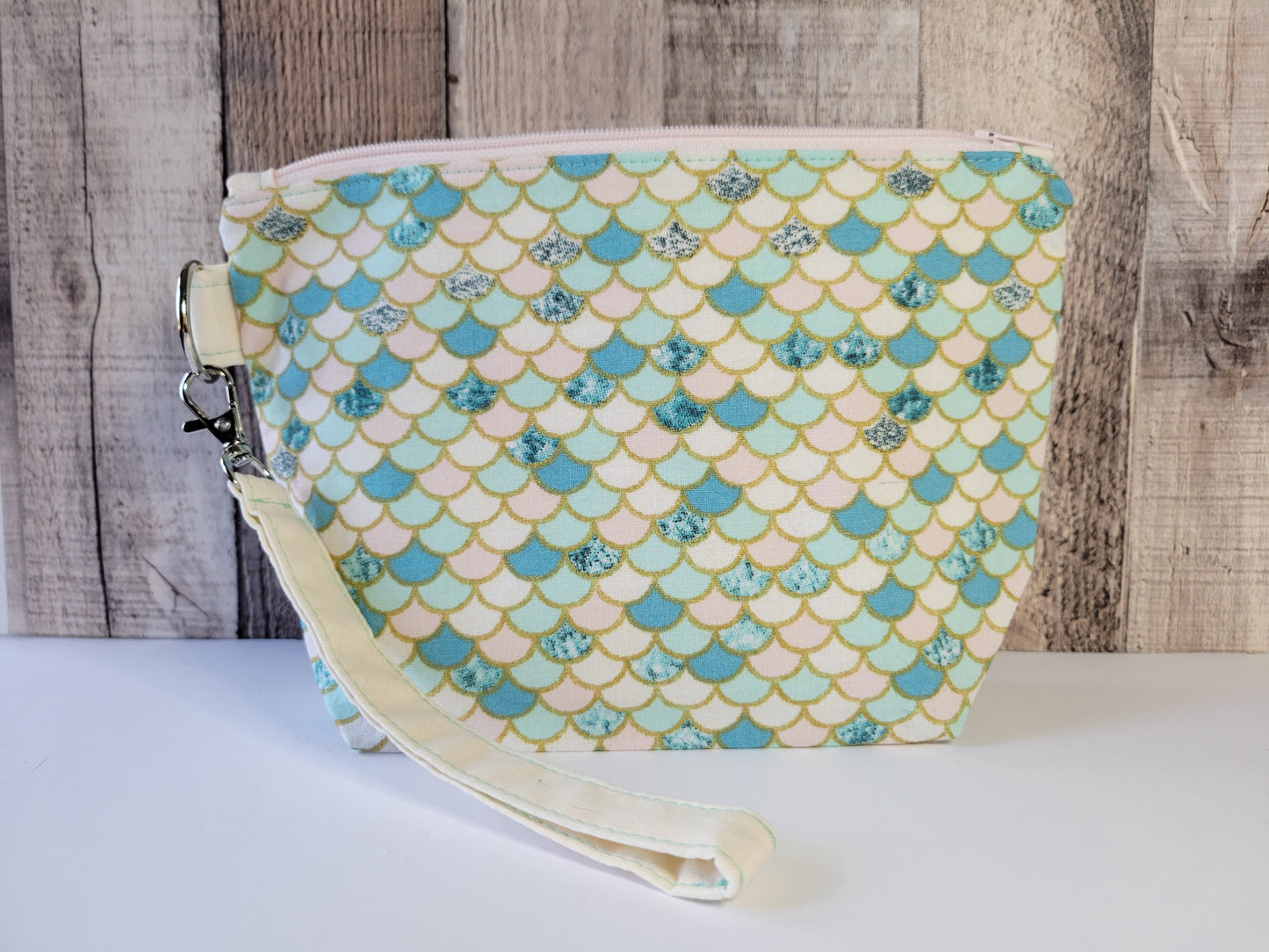 Mermaid Scales Standing Zipper Pouch with Detachable Strap