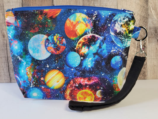 Planet Standing Zipper Pouch with Wrist Strap