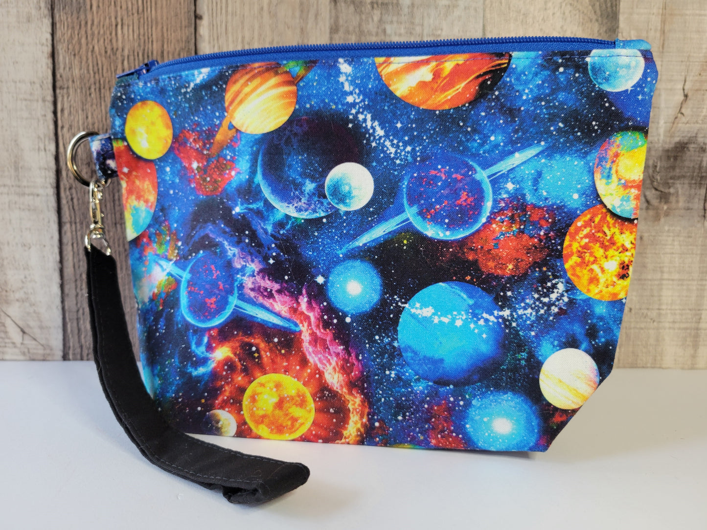 Planet Standing Zipper Pouch with Wrist Strap