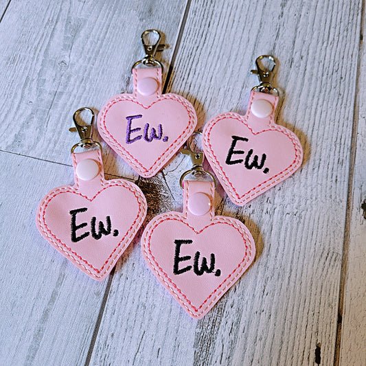 "Ew" Heart Snap Tab Key Chain