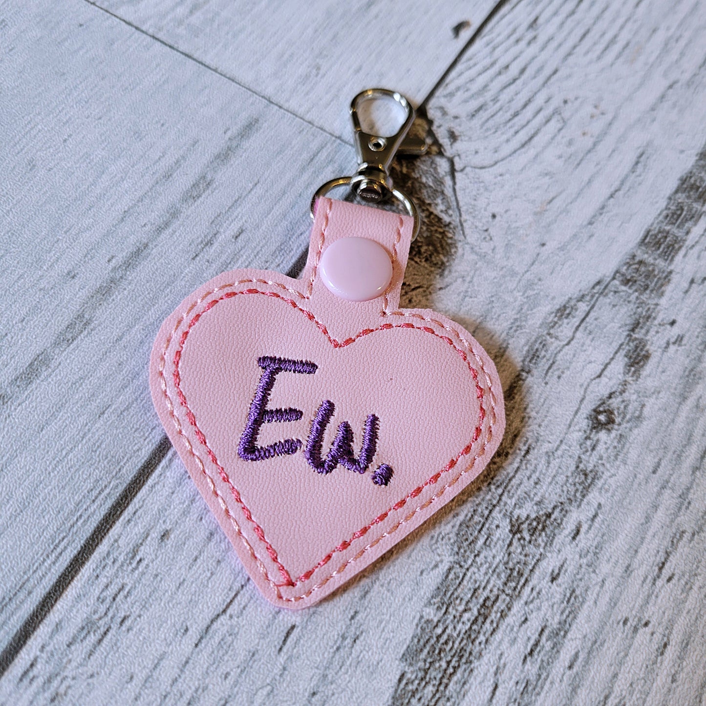 "Ew" Heart Snap Tab Key Chain