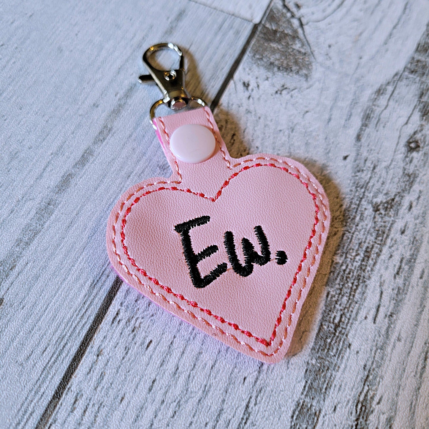 "Ew" Heart Snap Tab Key Chain