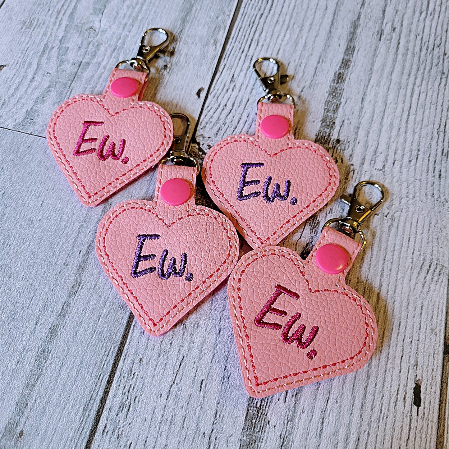 "Ew" Heart Snap Tab Key Chain