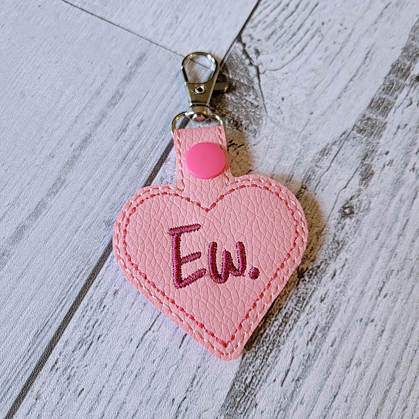 "Ew" Heart Snap Tab Key Chain