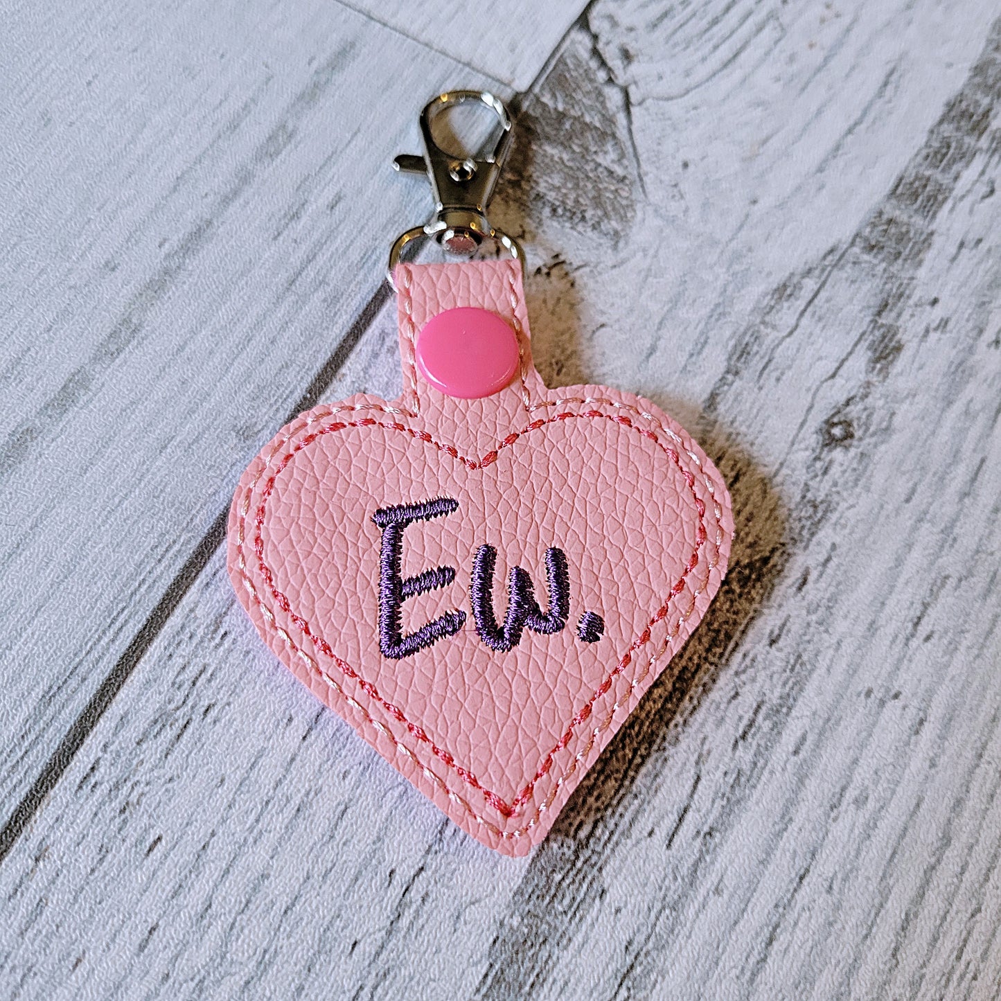 "Ew" Heart Snap Tab Key Chain