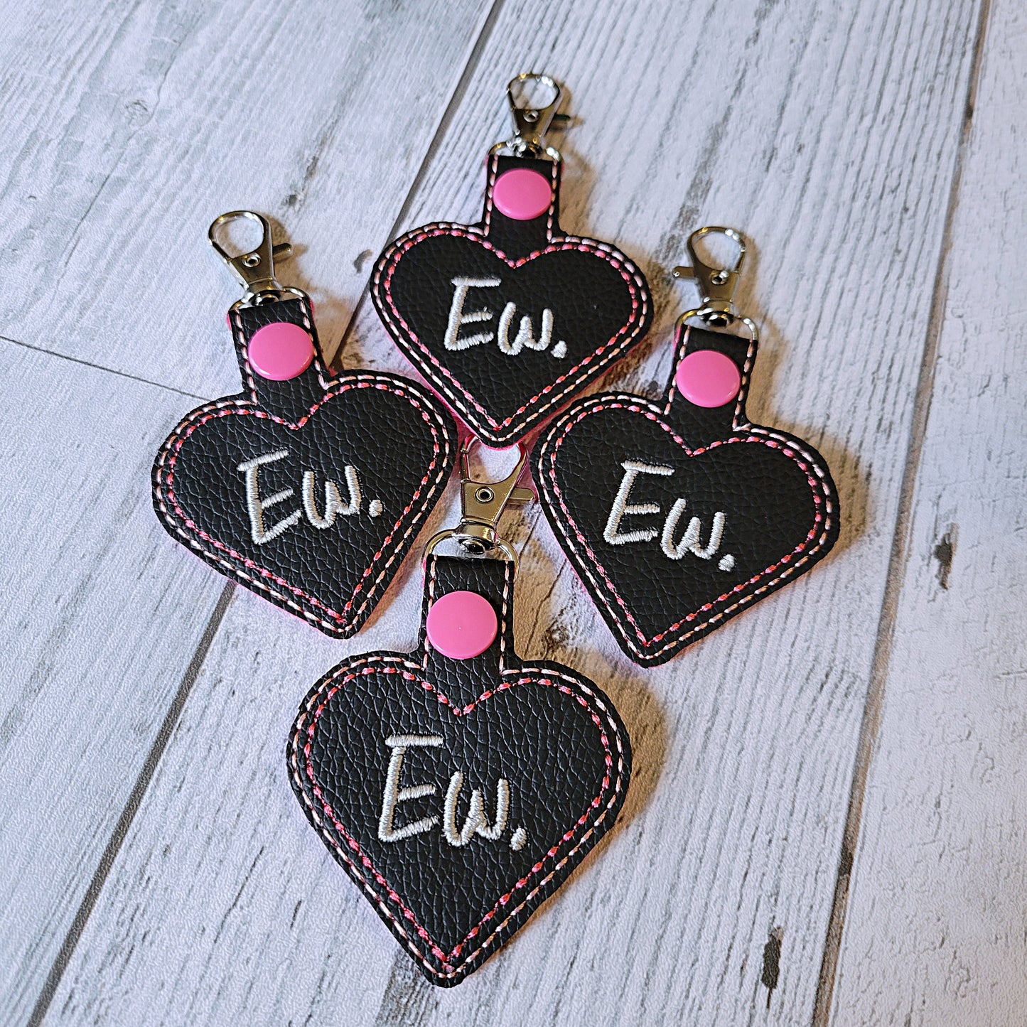 "Ew" Heart Snap Tab Key Chain