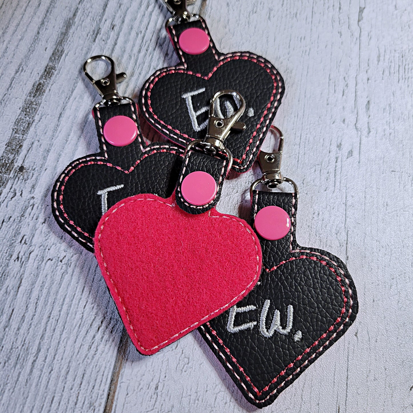 "Ew" Heart Snap Tab Key Chain