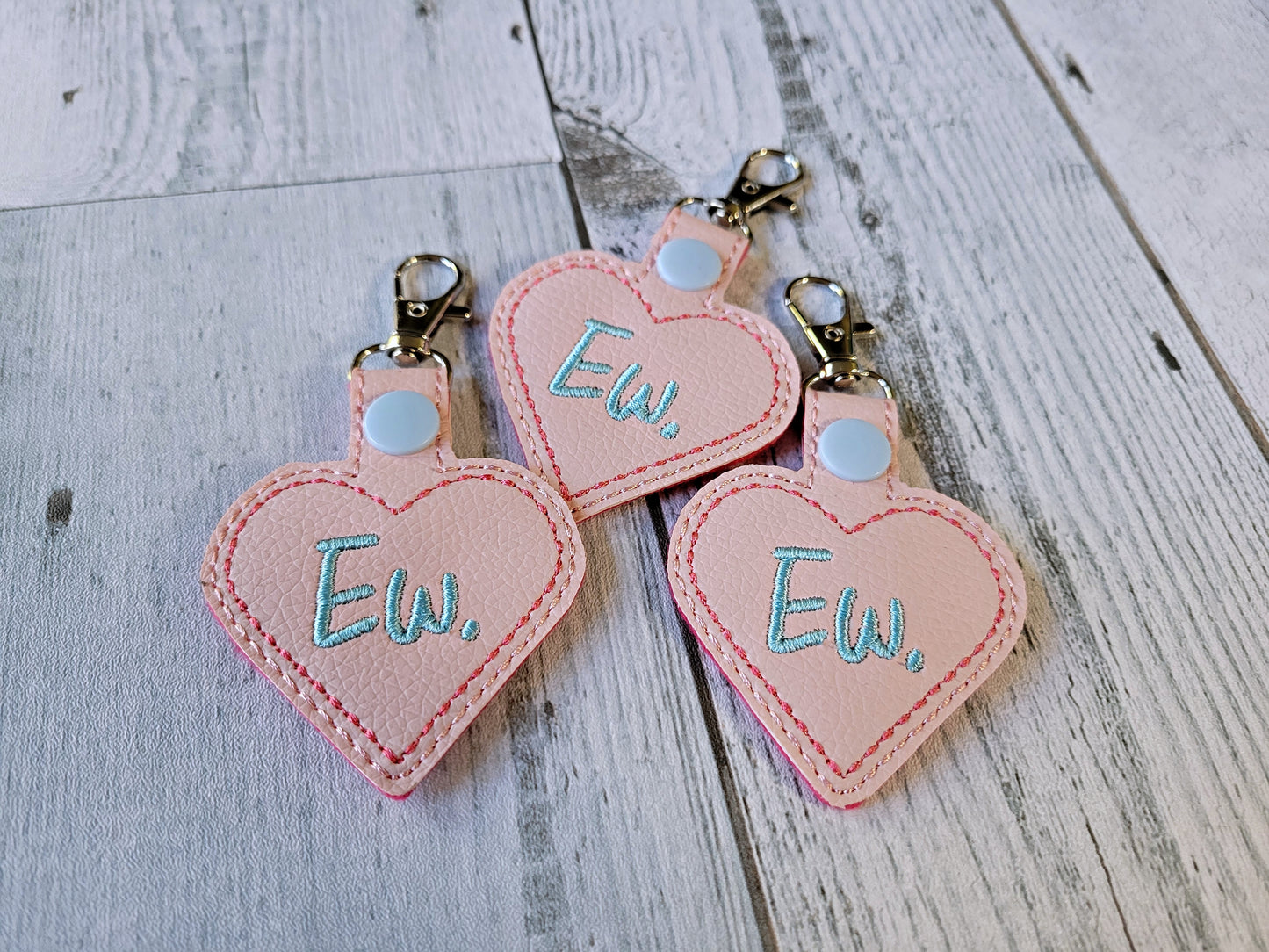 "Ew" Heart Snap Tab Key Chain