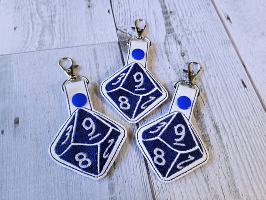 D20 Dice Embroidered Keychain